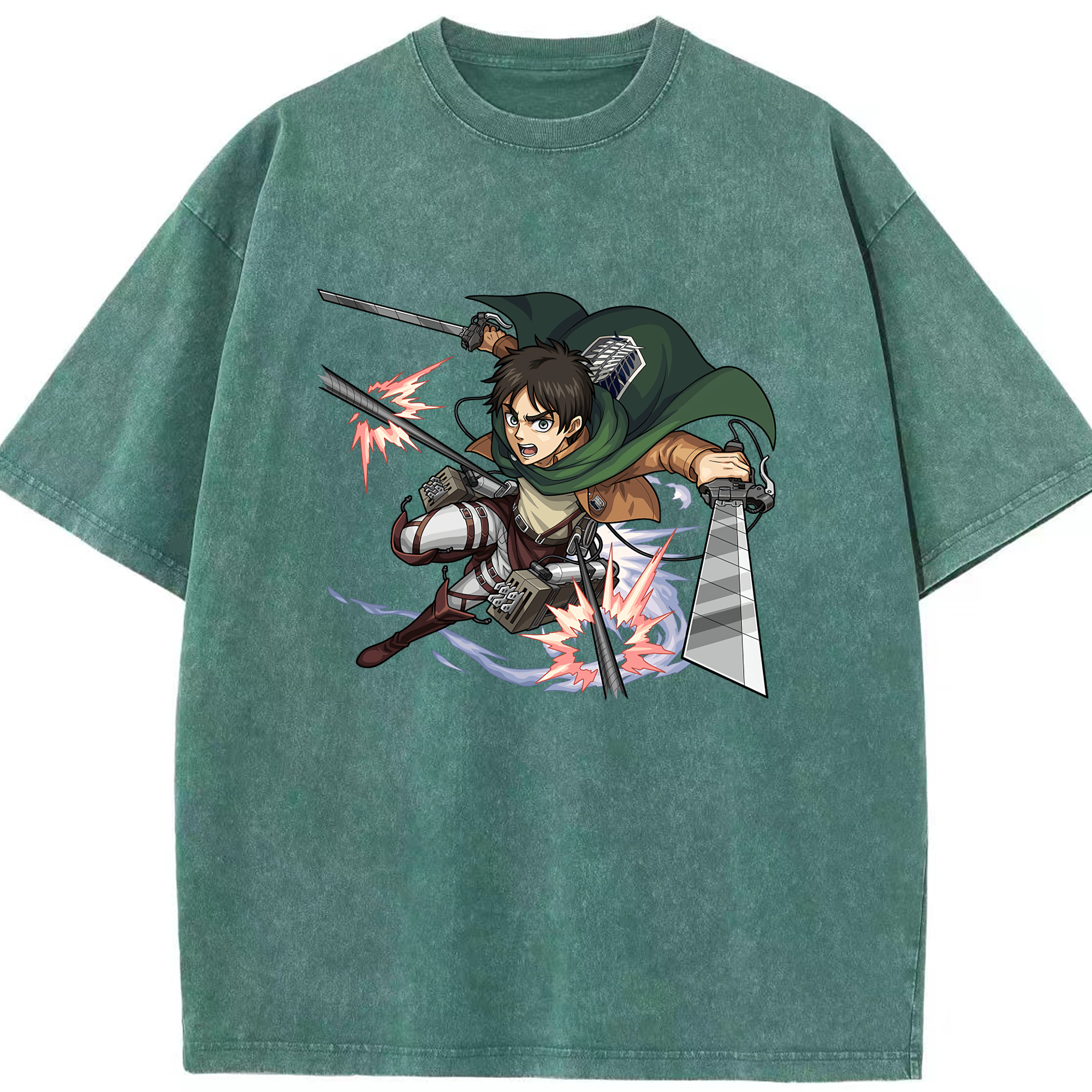 （画像用） 進撃の巨人 エレン･イェーガー Attack on Titan Eren Jäger 綿100% ヴィンテージ風 半袖Tシャツ（フロントプリント）